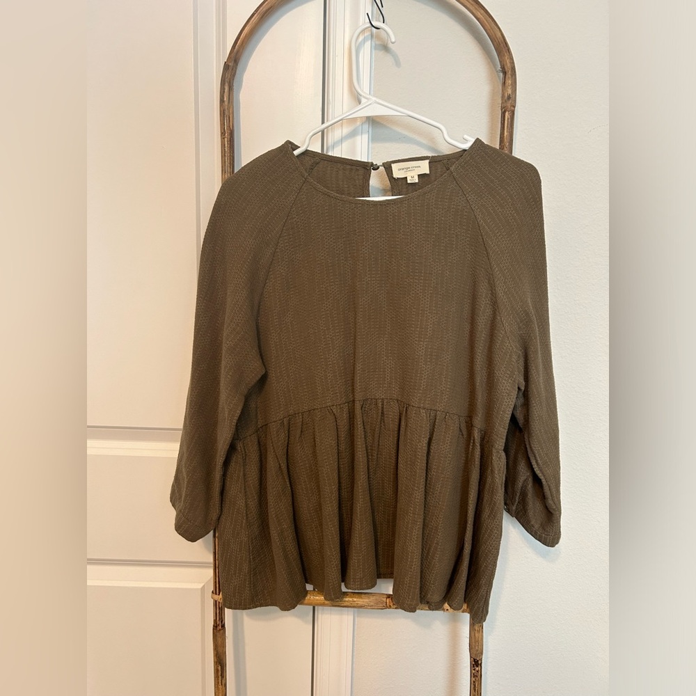 Roolee Olive Green Peplum Top